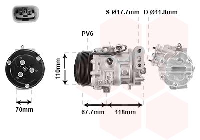 Компрессор, кондиционер VAN WEZEL 1700K384