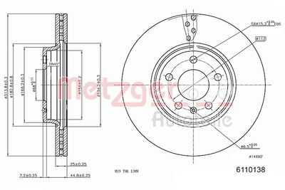 Тормозной диск METZGER 6110138