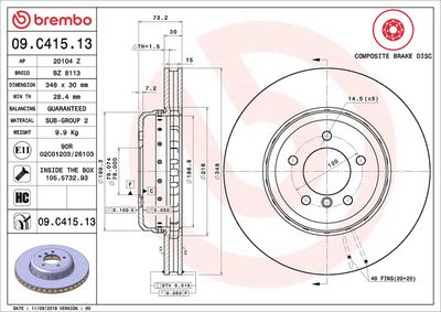 Тормозной диск BREMBO 09.C415.13