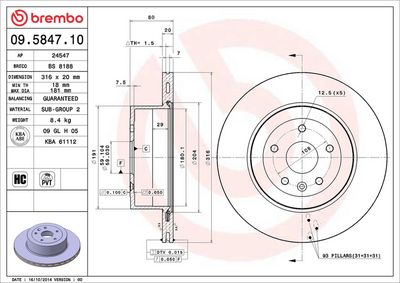 Тормозной диск BREMBO 09.5847.10