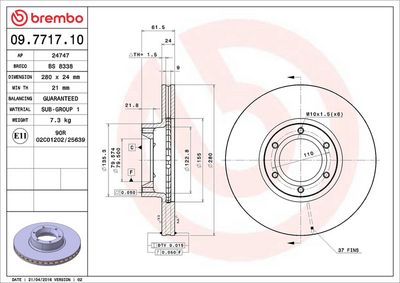 Тормозной диск BREMBO 09.7717.10