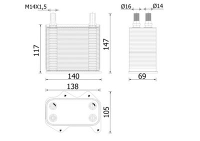 Eļļas radiators, Motoreļļa MAHLE CLC 305 000S