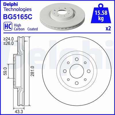 Bremžu diski DELPHI BG5165C