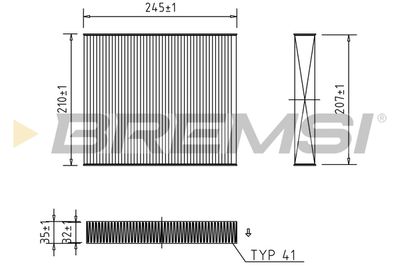 Фильтр, воздух во внутренном пространстве BREMSI FC0094