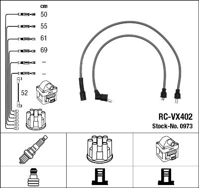NGK 0973 Augstsprieguma vadu komplekts
