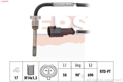 Датчик, температура выхлопных газов EPS 1.220.367