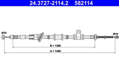 Тросик, cтояночный тормоз ATE 24.3727-2114.2