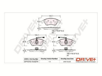 Комплект тормозных колодок, дисковый тормоз Dr!ve+ DP1010.10.0274