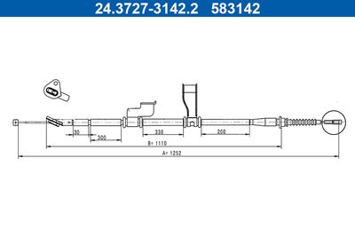 Тросик, cтояночный тормоз ATE 24.3727-3142.2