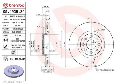 Тормозной диск BREMBO 09.4939.31
