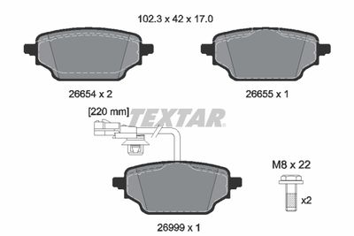 Bremžu uzliku kompl., Disku bremzes TEXTAR 2665402
