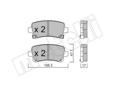 Комплект тормозных колодок, дисковый тормоз METELLI 22-0844-0