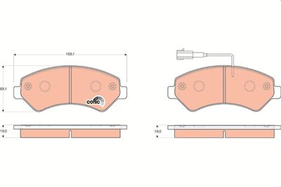 Bremžu uzliku kompl., Disku bremzes TRW GDB1703