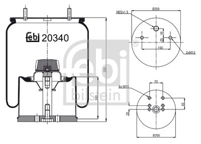 Pneimoatsperes spilvens, Pneimopiekare FEBI BILSTEIN 20340