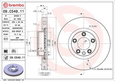 Тормозной диск BREMBO 09.C549.11