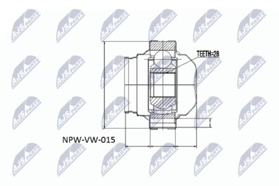 Шарнирный комплект, приводной вал NTY NPW-VW-015