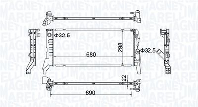 Радиатор, охлаждение двигателя MAGNETI MARELLI 350213202700