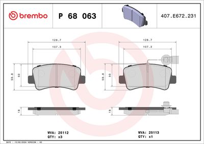 Bremžu uzliku kompl., Disku bremzes BREMBO P 68 063