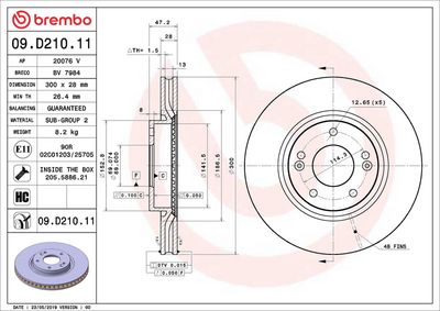 Тормозной диск BREMBO 09.D210.11