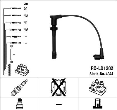 Augstsprieguma vadu komplekts NGK 4944