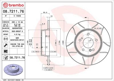 Тормозной диск BREMBO 08.7211.76