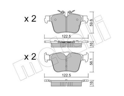 Комплект тормозных колодок, дисковый тормоз METELLI 22-1329-0