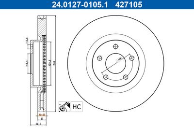 Тормозной диск ATE 24.0127-0105.1
