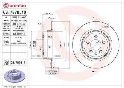 Тормозной диск BREMBO 08.7878.11