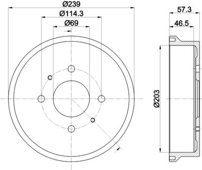 Тормозной барабан HELLA 8DT 355 303-041