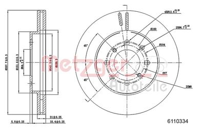 Тормозной диск METZGER 6110334