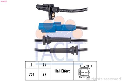 Датчик, частота вращения колеса FACET 21.0205