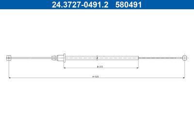 Тросик, cтояночный тормоз ATE 24.3727-0491.2