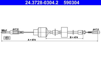 Трос, управление сцеплением ATE 24.3728-0304.2