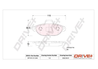 Комплект тормозных колодок, дисковый тормоз Dr!ve+ DP1010.10.1249