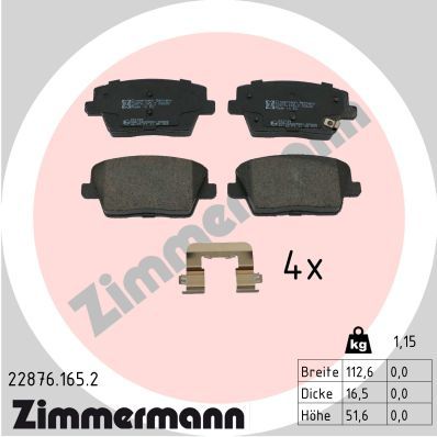 Bremžu uzliku kompl., Disku bremzes ZIMMERMANN 22876.165.2