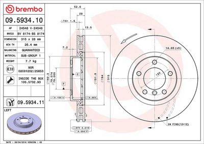 Тормозной диск BREMBO 09.5934.11