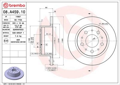 Тормозной диск BREMBO 08.A459.10