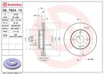 Тормозной диск BREMBO 09.7824.10