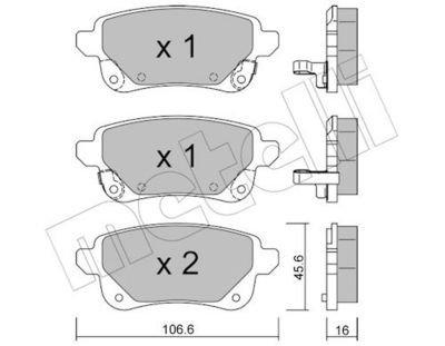 Bremžu uzliku kompl., Disku bremzes METELLI 22-1112-1