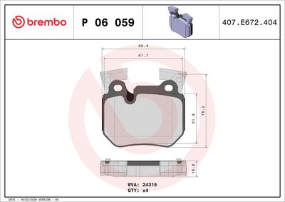 Bremžu uzliku kompl., Disku bremzes BREMBO P 06 059