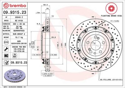 Тормозной диск BREMBO 09.9315.23