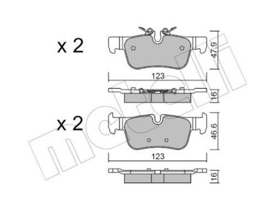 Комплект тормозных колодок, дисковый тормоз METELLI 22-1038-0
