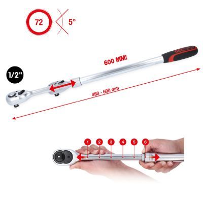 Uzgriežņu atslēga ar pārslēdzamu sprūdmehānismu KS TOOLS 914.1205