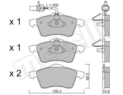 Bremžu uzliku kompl., Disku bremzes METELLI 22-0263-1
