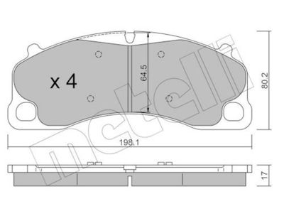 Bremžu uzliku kompl., Disku bremzes METELLI 22-1256-0