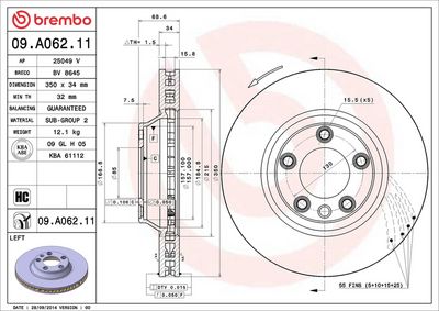 Bremžu diski BREMBO 09.A062.11