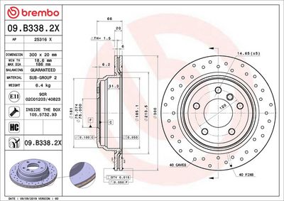 Тормозной диск BREMBO 09.B338.2X