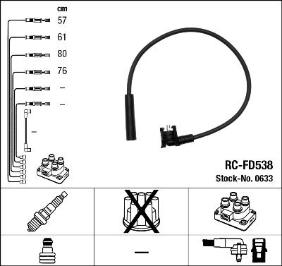 Augstsprieguma vadu komplekts NGK 0633
