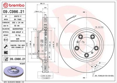 Тормозной диск BREMBO 09.C986.21