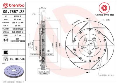 Тормозной диск BREMBO 09.7887.33